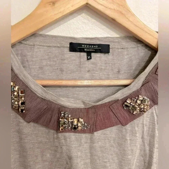 MaxMara WEEKEND jeweled jersey Knit long sleeve top size XL - Picture 4 of 5